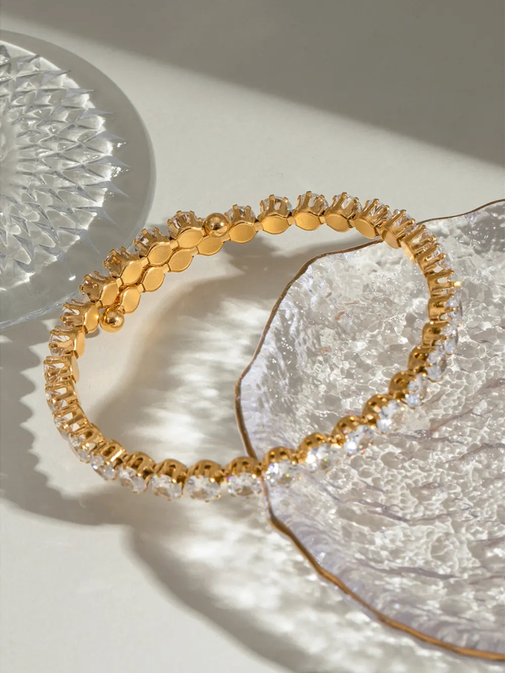 Stainless Steel Inlaid Zircon Bracelet – Gold Plated & Silver Plated Jewelry for Women