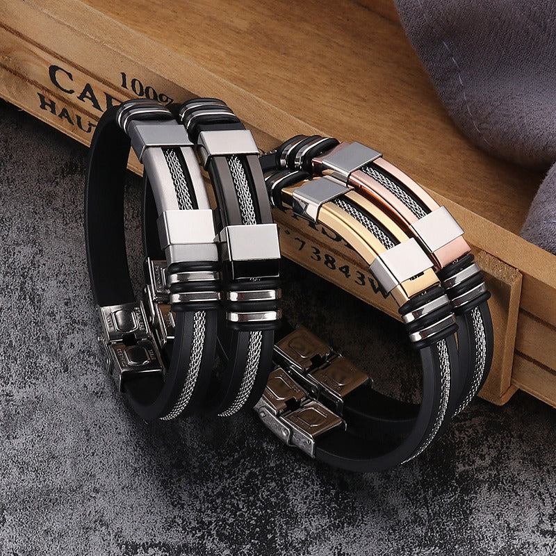 Titanium Steel Men’s Bracelet – Hip Hop Punk Exaggerated Stainless Steel Jewelry for Men