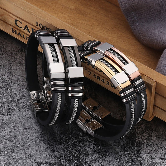 Titanium Steel Men’s Bracelet – Hip Hop Punk Exaggerated Stainless Steel Jewelry for Men
