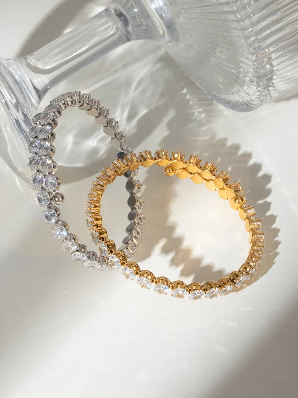 Stainless Steel Inlaid Zircon Bracelet – Gold Plated & Silver Plated Jewelry for Women