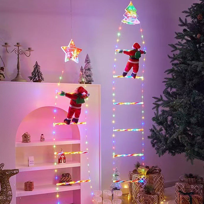 1.5/3M LED Christmas Decor – Climbing Santa with 8 Flash Modes, Plug/USB for Home, Tree & Window