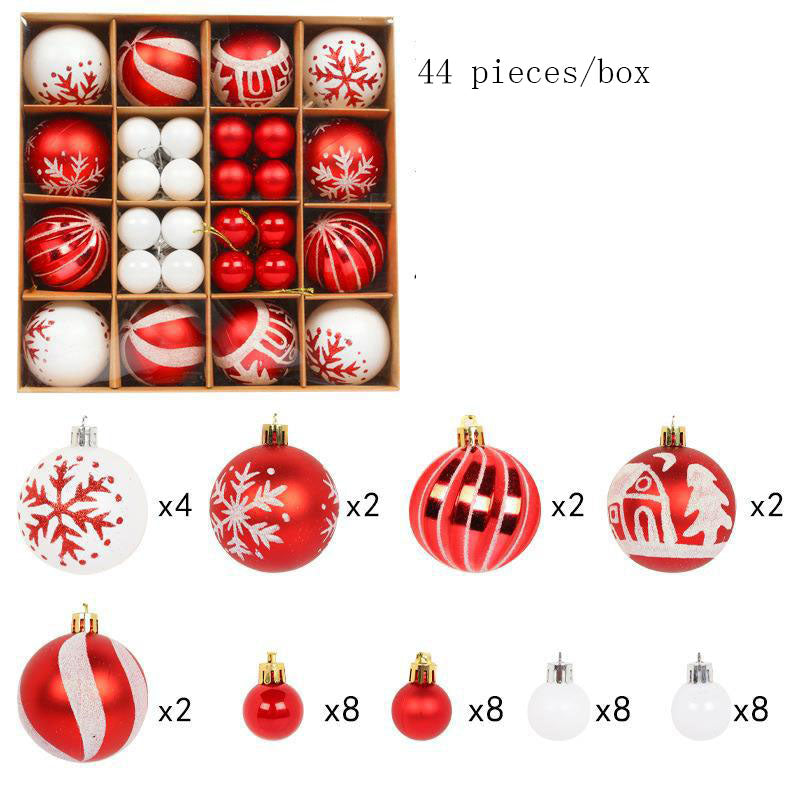 Christmas Ball Gift Set – Creative Painted Red & White Plastic Hanging Tree Decoration Ornaments