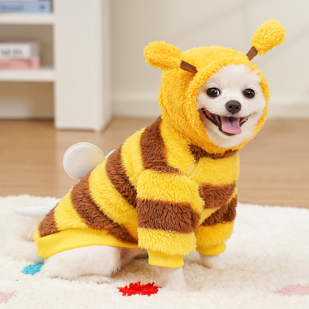 Pet Clothes Dog & Cat Transformation Outfit – Bee Fighting Cat Plush Toy Costume