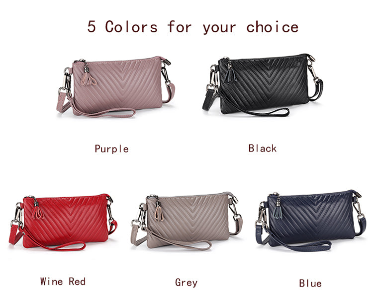 New Genuine Leather Women’s Shoulder Bag – Luxury Crossbody Messenger Handbag with Slim Zipper Purse