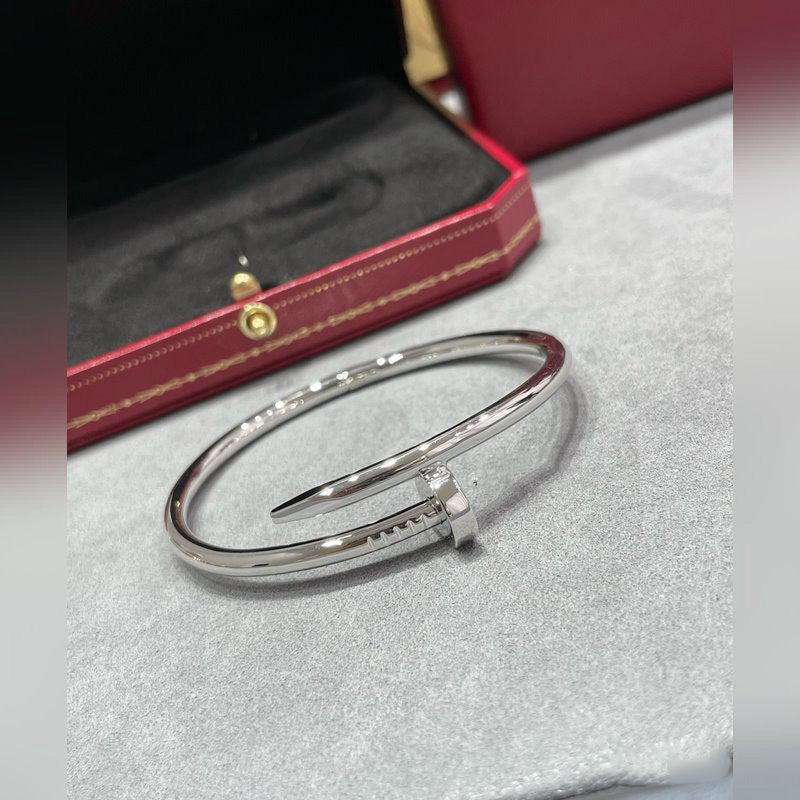 V-Gold Diamond Pavé Screw Cuff – Titanium Steel Couples Bracelet with Open-Close Clasp