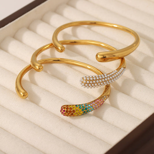 Colorful Zirconium Stainless Steel Bracelet – Luxury Full Diamond Fashion Jewelry