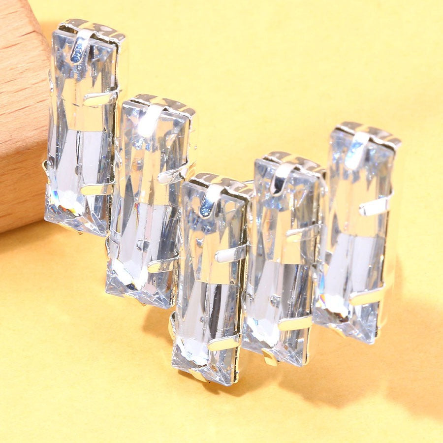 Geometric Square Water Diamond Ring – Luxury Simplified Elegant Female Jewelry