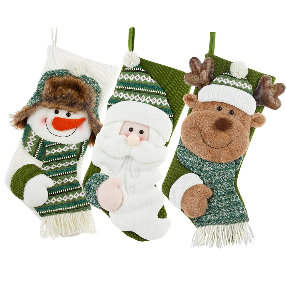 Christmas Hanging Decorations – Candy & Gift Socks, Green Holiday Stockings for Gifts