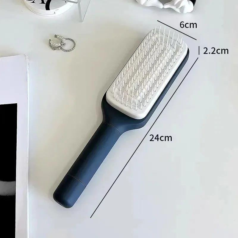 Automatic Self Cleaning Rotating Hairbrush – Anti Static Scalp Massage Comb for Smooth Hair