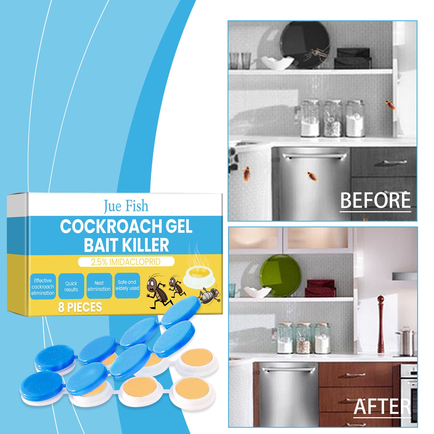 Kill Cockroach Glue Bait – Powerful Odor-Free Cockroach Killer for Kitchen, Bedroom & Living Room