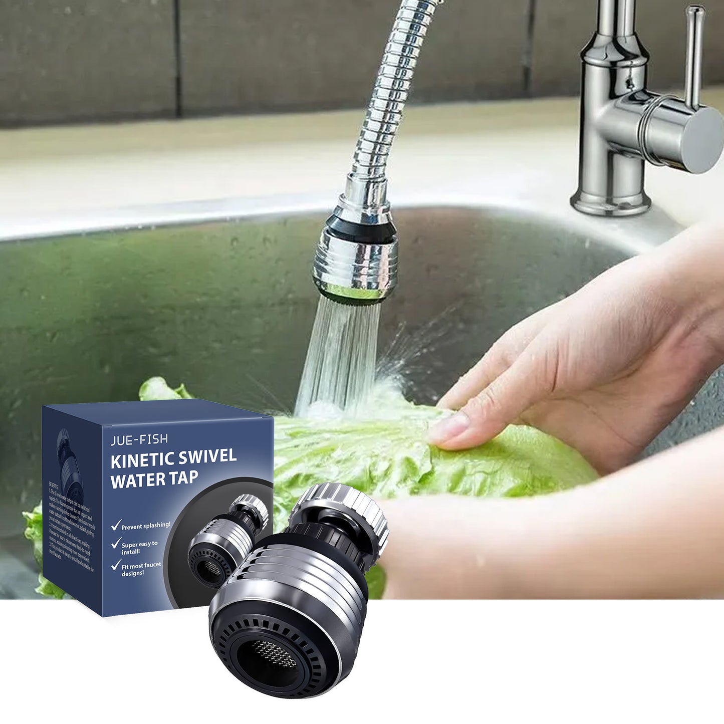 Supercharged Shower Head – 360° Rotating Stainless Steel Anti-Splash Faucet for Home & Kitchen