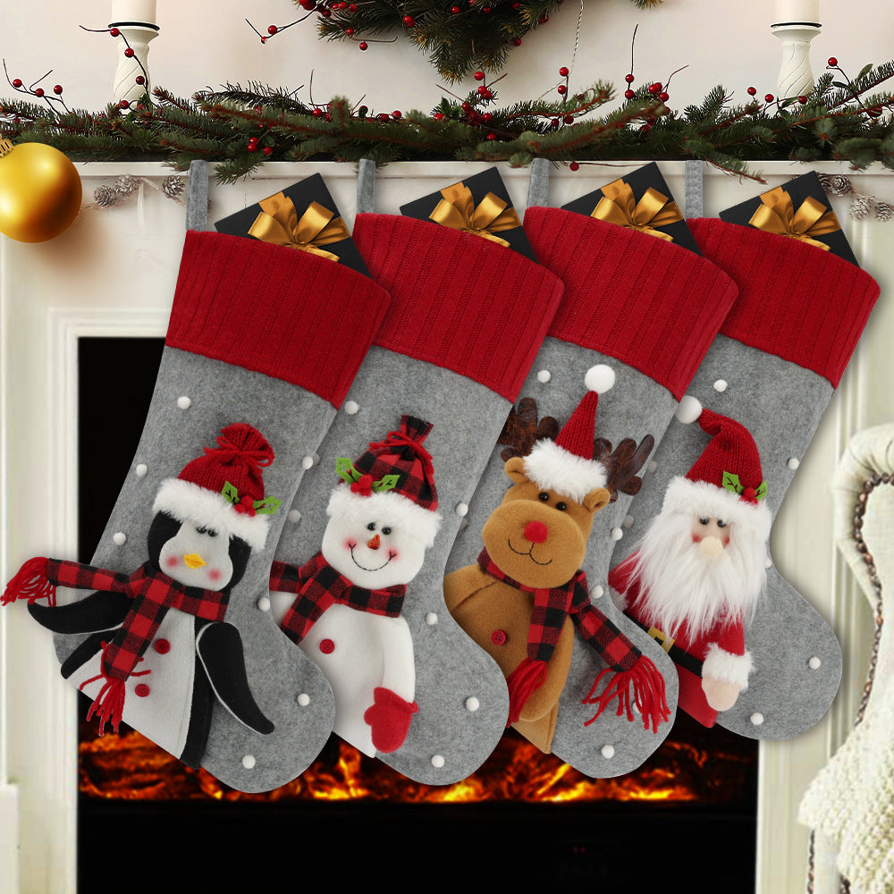 Holiday Socks Creative Cartoon Old Man Snowman Elk Gift Bag – Christmas Home Decoration & Festive Accessories