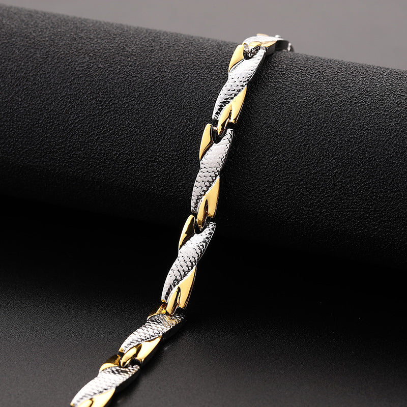 Men’s Titanium Steel Gold Dragon Bracelet – 7mm Luxury Unisex Jewelry Design