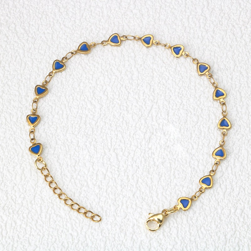 Colorful Love Heart Titanium Steel 18K Gold Bracelet – Trendy Personalized Luxury Jewelry