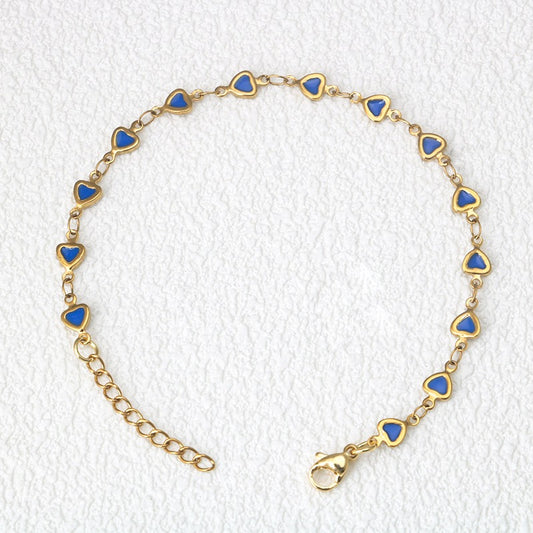 Colorful Love Heart Titanium Steel 18K Gold Bracelet – Trendy Personalized Luxury Jewelry