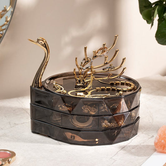 Fashionable Swan Jewelry Storage Box – Large Capacity Creative Home Organizer