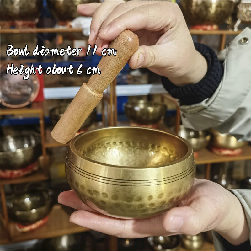 Tibetan Brass Singing Bowl with Sanskrit – Handmade Meditation Instrument for Stress Relief & Mindfulness