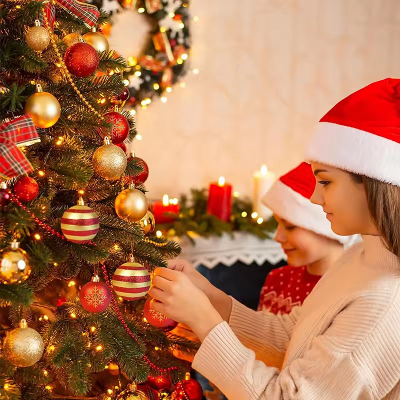 50 Pcs Gold Red Hanging Christmas Tree Ball Ornaments – 2025/2026 Home Holiday Decorations & New Year Gifts