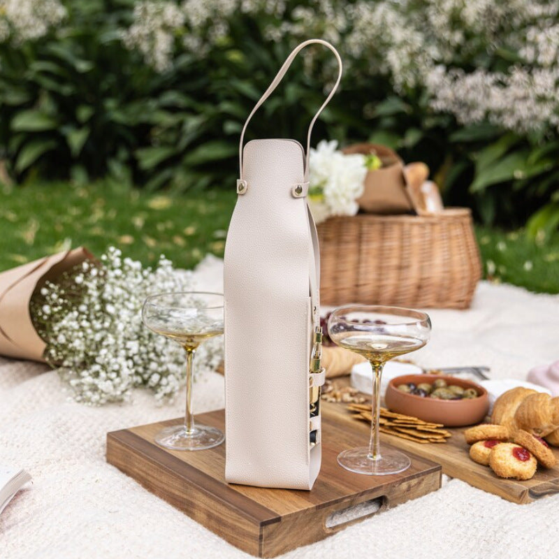 Wine Tote Bag with Leather – Portable Wine & Champagne Carrier for Picnics