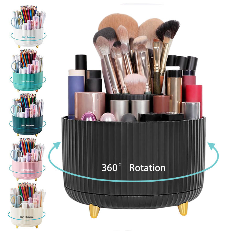 Home Desktop Rotatable Dustproof Large Capacity Pen Holder Storage Box – Multi-Use Cosmetics & Sundries Organizer