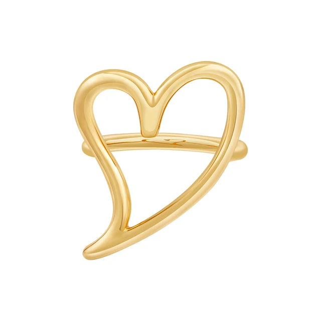 Cutout Heart Ring For Women Gold Color Plated – Hypoallergenic Luxury Fashion Jewelry