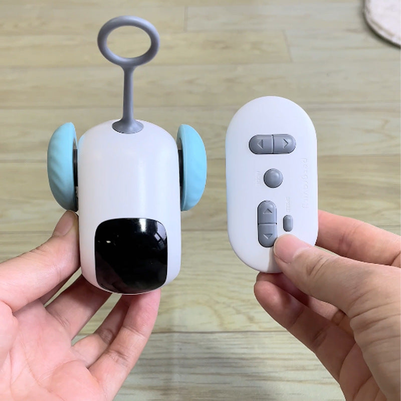 Pet Attraction Running Car Smart Toy – Teaser Wand Feather Toy with Autonomous Driving Mode