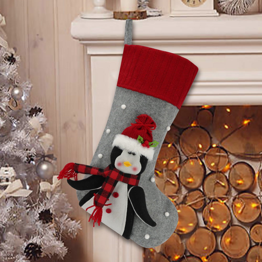 Holiday Socks Creative Cartoon Old Man Snowman Elk Gift Bag – Christmas Home Decoration & Festive Accessories