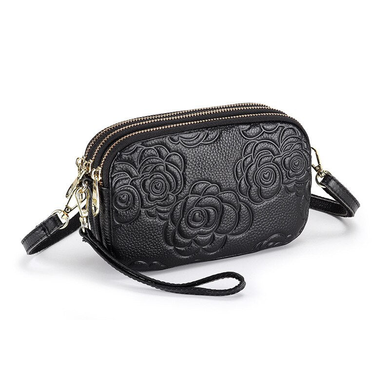 Trend Camellia Genuine Leather Messenger Bag – Luxury Women’s Crossbody & Designer Shoulder Bag