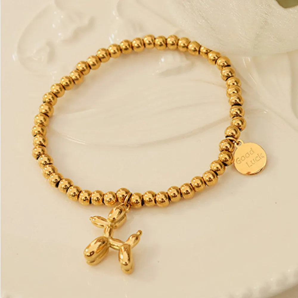 18K Gold-Plated Titanium Steel Puppy Shape Charm Bracelet – Cute Luxury Pet Jewelry Gift