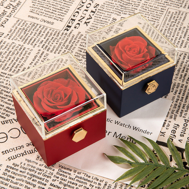 360° Flip Rose Gift Box Necklace Ring Gift Box for Women – Romantic Valentine’s & Mother’s Day Gift