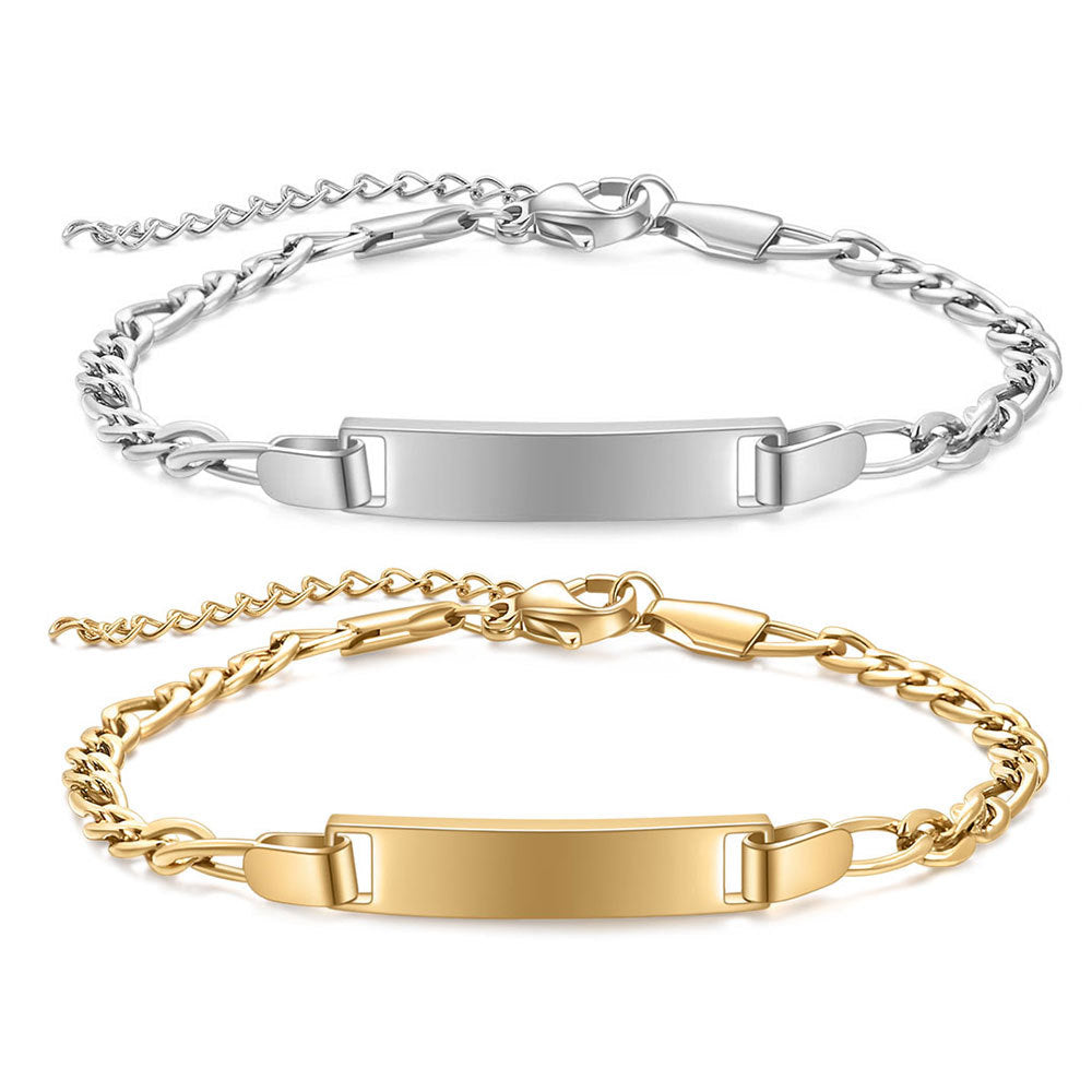 Customizable Children’s Stainless Steel Curved Bracelet – Adjustable 16+4cm Jewelry Gift