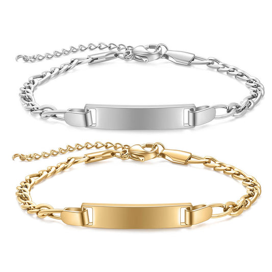 Customizable Children’s Stainless Steel Curved Bracelet – Adjustable 16+4cm Jewelry Gift