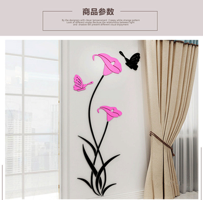 Lily Crystal Acrylic 3D Wall Stickers – Elegant Living Room, Bedroom & TV Background Wall Decor