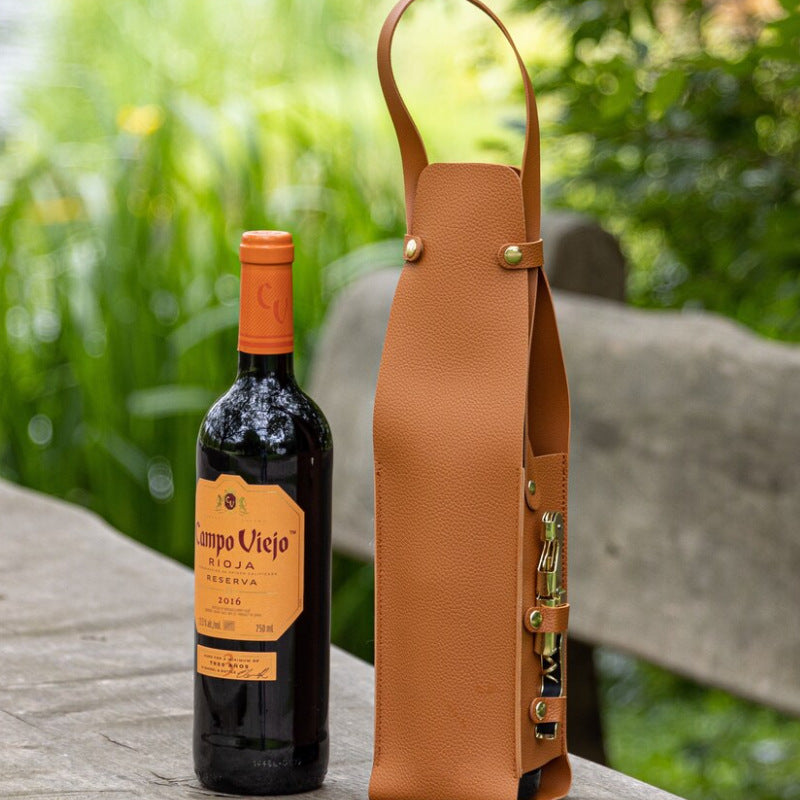 Wine Tote Bag with Leather – Portable Wine & Champagne Carrier for Picnics
