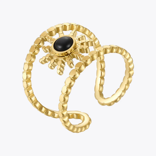 Bohemian Sun Rings for Women – 18K Gold Plated Stainless Steel Gold Color Fashion Jewelry Stone Party Ring