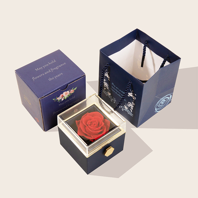 360° Flip Rose Gift Box Necklace Ring Gift Box for Women – Romantic Valentine’s & Mother’s Day Gift