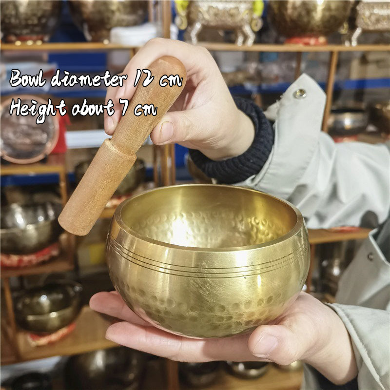 Tibetan Brass Singing Bowl with Sanskrit – Handmade Meditation Instrument for Stress Relief & Mindfulness