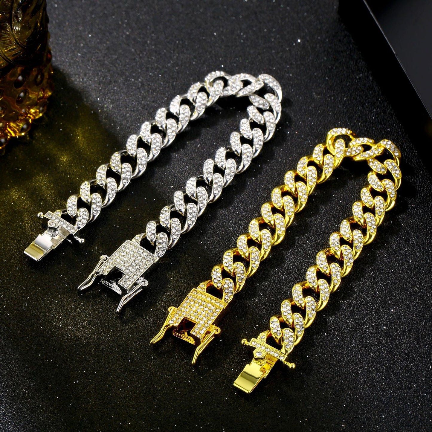 Men’s Trendy Hip Hop Large Gold Chain Diamond Cuban Chain – Luxury Bracelet