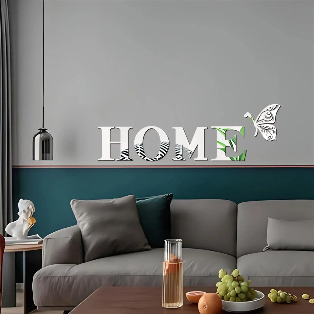 Butterfly Acrylic Mirror Wall Stickers – DIY Home Background Wall Decor Letters for Porch & Living Room