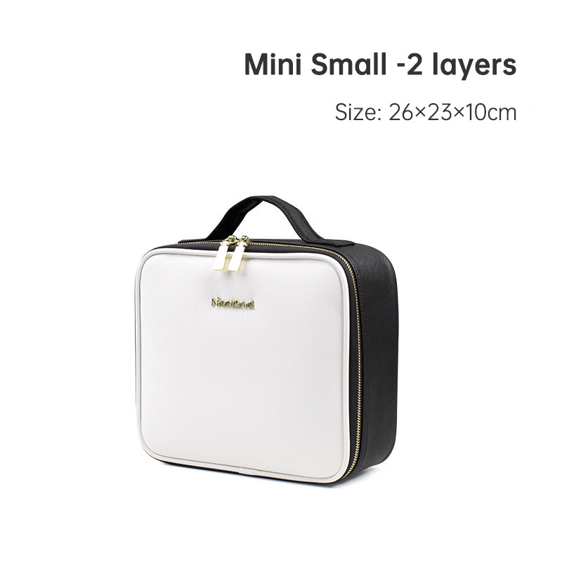 PU Portable Zipper Pouch Leather Makeup Organizer – Waterproof Zipper Pouch with Handle for Travel & Daily Use