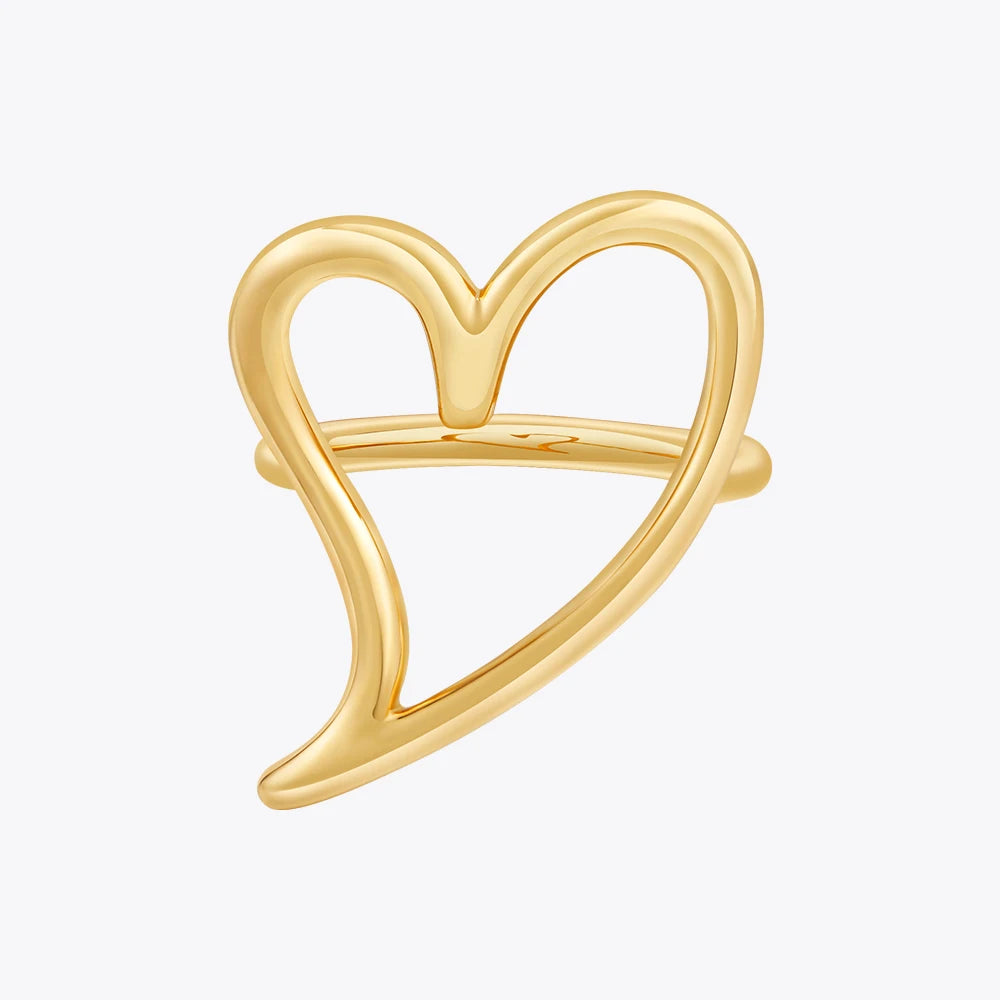 Cutout Heart Ring For Women Gold Color Plated – Hypoallergenic Luxury Fashion Jewelry