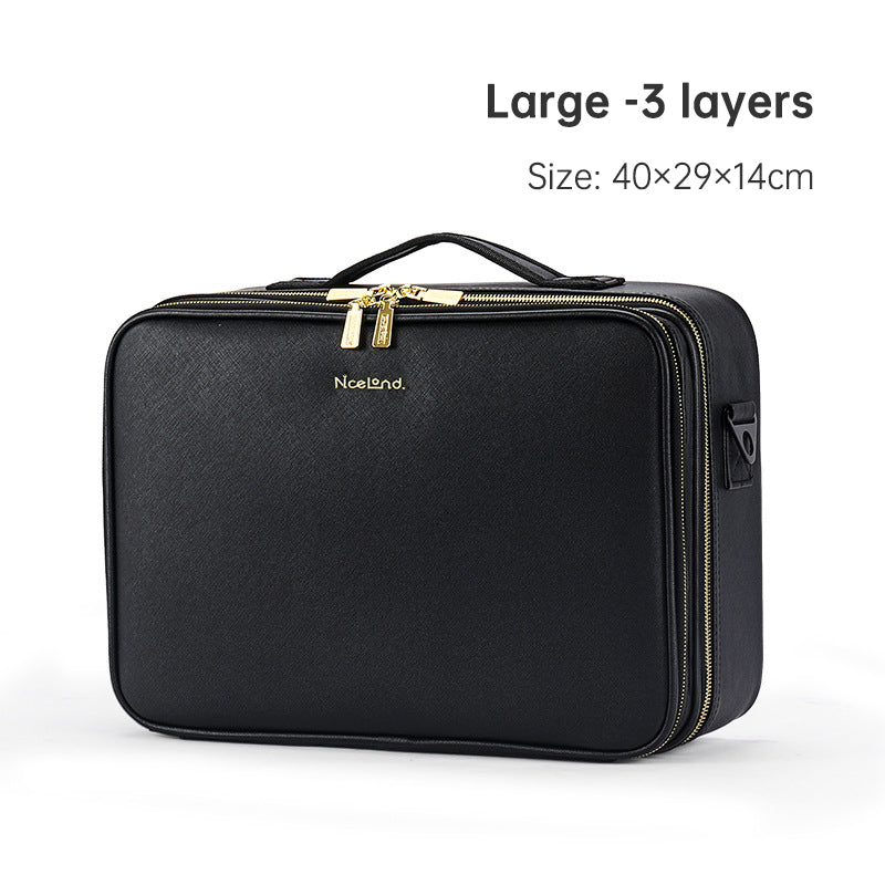 PU Portable Zipper Pouch Leather Makeup Organizer – Waterproof Zipper Pouch with Handle for Travel & Daily Use