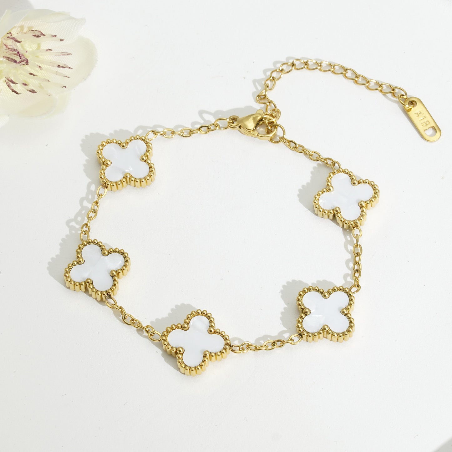 18K Gold Titanium Steel Four-Leaf Clover Bracelet Necklace – Lucky Luxury Jewelry Set