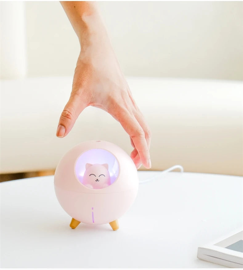 Lovely Pet Air Humidifier – 220ml Ultrasonic USB Humidificador with LED Color Lamp