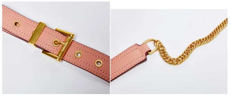 100% Genuine Leather Women’s Waist Bag – Luxury Shoulder & Crossbody Chain Belt Bag