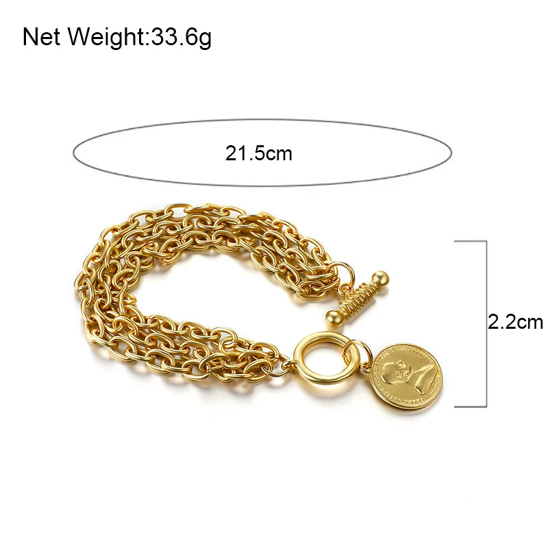 Charm Chain Bracelet – Stainless Steel Alloy Bracelet for Women & Men, Fashion Jewelry