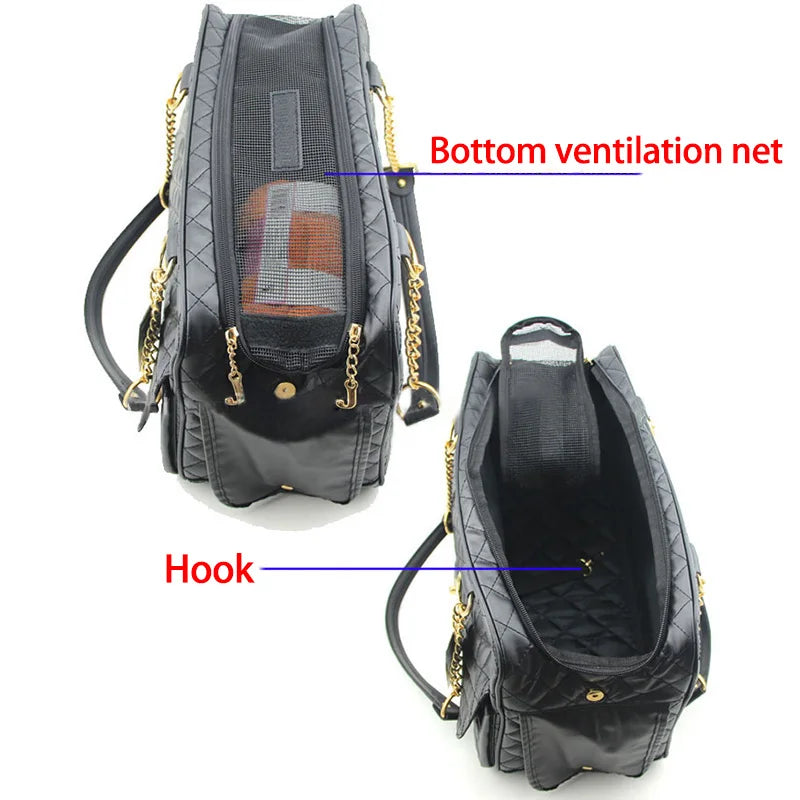 Luxury Faux Leather Pet Carrier Bag – Portable Travel Dog & Cat Handbag