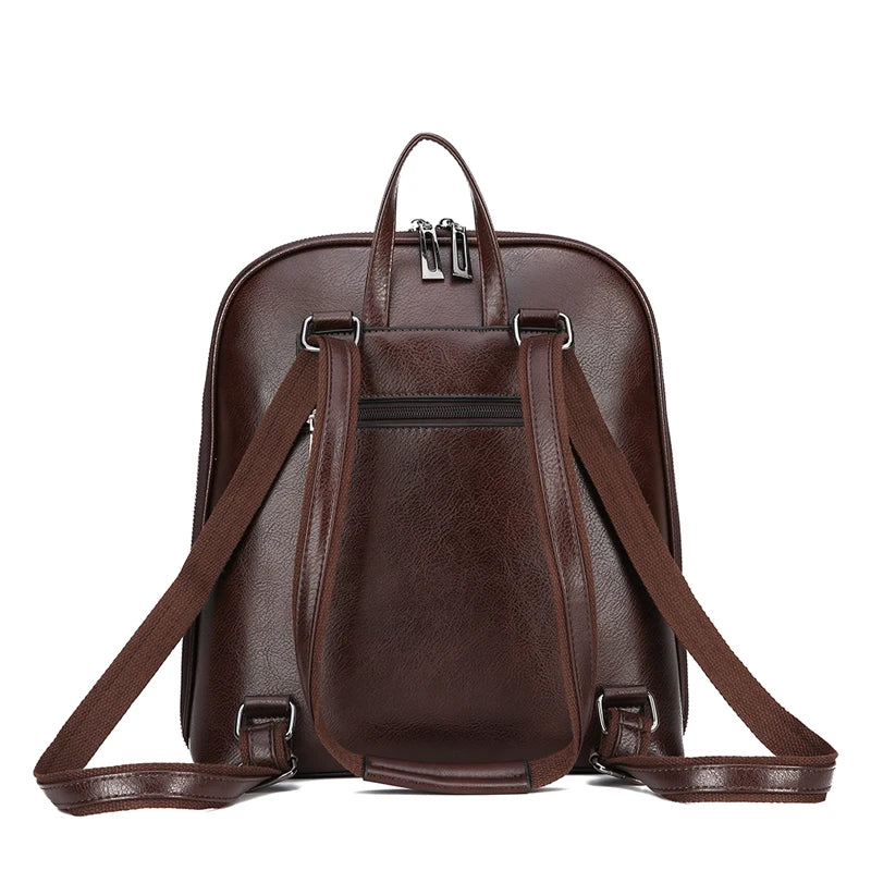 Women’s High-Quality PU Leather Backpack – Fashion Vintage Large Capacity Shoulder Bag