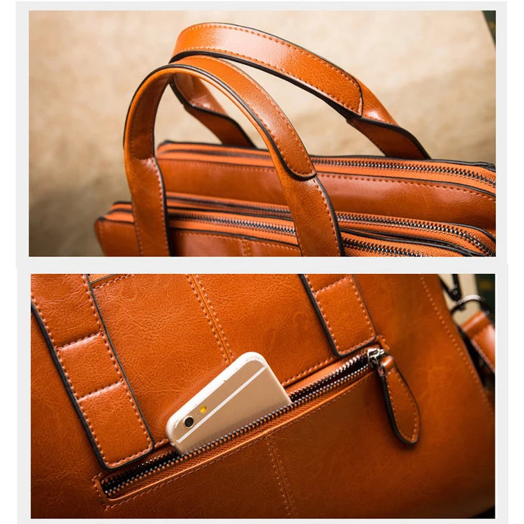 Luxury Real Cow Leather Ladies Handbag – Genuine Leather Bag, Designer Totes & Women Messenger Bag, High-Quality Luxury Brand