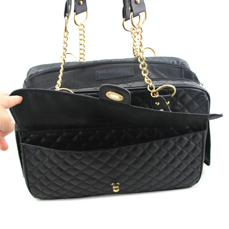 Luxury Faux Leather Pet Carrier Bag – Portable Travel Dog & Cat Handbag